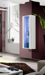 Arte Fly 21 Display Cabinet 40Cm White Gloss - Sleek Storage With Blue Led Accent - thumbnail 2