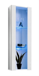 Arte Fly 21 Display Cabinet 40Cm White Gloss - Sleek Storage With Blue Led Accent - thumbnail 1