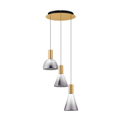 Luminosa Lighting Luminosa Voi Cluster Pendant Ceiling Light Smokey, Brass Gold Triac Dimmable Led 24W 720Lm 3000K - image 1