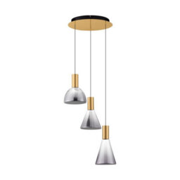 Luminosa Lighting Luminosa Voi Cluster Pendant Ceiling Light Smokey, Brass Gold Triac Dimmable Led 24W 720Lm 3000K