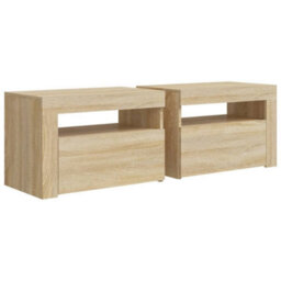 Vidaxl Bedside Cabinets 2 Pcs With Leds Sonoma Oak 60X35X40 Cm - thumbnail 3