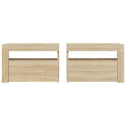 Vidaxl Bedside Cabinets 2 Pcs With Leds Sonoma Oak 60X35X40 Cm - thumbnail 4