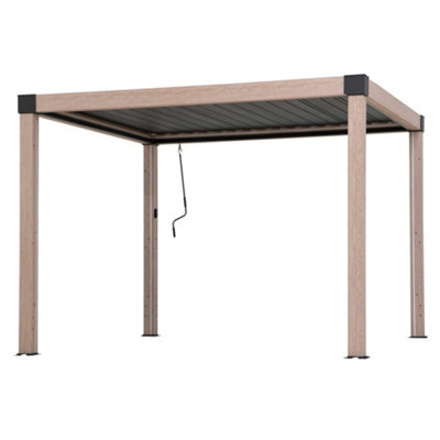 Sunjoy 3X3M Solar Led Louvered Pergola, Aluminum Pergola With Adjustable Louvered Roof, Anthracite - image 1