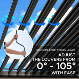 Sunjoy 3X3M Solar Led Louvered Pergola, Aluminum Pergola With Adjustable Louvered Roof,  Anthracite - thumbnail 7