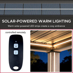 Sunjoy 3X3M Solar Led Louvered Pergola, Aluminum Pergola With Adjustable Louvered Roof,  Anthracite - thumbnail 6