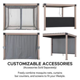 Sunjoy 3X3M Solar Led Louvered Pergola, Aluminum Pergola With Adjustable Louvered Roof,  Anthracite - thumbnail 3