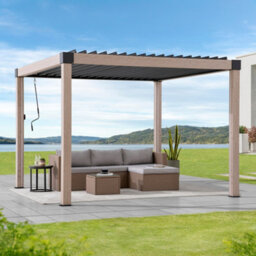 Sunjoy 3X3M Solar Led Louvered Pergola, Aluminum Pergola With Adjustable Louvered Roof,  Anthracite - thumbnail 2