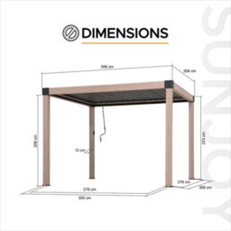 Sunjoy 3X3M Solar Led Louvered Pergola, Aluminum Pergola With Adjustable Louvered Roof,  Anthracite - thumbnail 8