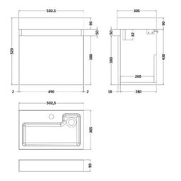 Dezine Severn 500mm Slimline Gloss White Wall Hung Vanity Unit - thumbnail 2