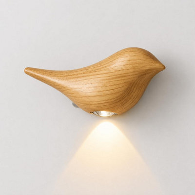 Oak Bird Wall Sconce, Rechargeable Motion Sensor Wall Light,no Wiring Needed For Bedroom Hallway Stairway Entryway(Left) - image 1