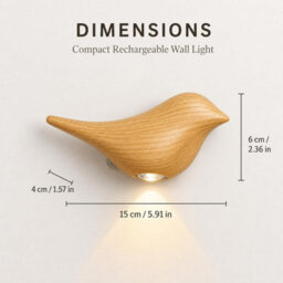 Oak Bird Wall Sconce, Rechargeable Motion Sensor Wall Light,no Wiring Needed For Bedroom Hallway Stairway Entryway(Left) - thumbnail 6