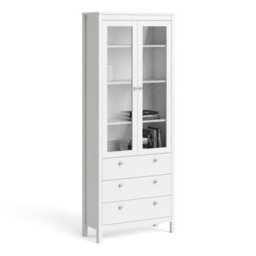 Furniture To Go Madrid China Cabinet 2 Doors W/glass + 3 Drawers In White