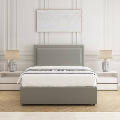 "Bsspoke Ella Divan Bed Set Silver Plush Velvet With 24Inch Panel Headboard & 10"" Mattress No Drawers In 3Ft 4Ft 4Ft6 5Ft 6Ft" - image 1