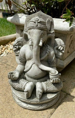Burgess Oriental Ganesh Stone Garden Statue Outdoor Buddha Ornament Monk British Made Sculpture - image 1
