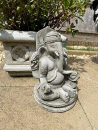 Burgess Oriental Ganesh Stone Garden Statue Outdoor Buddha Ornament Monk British Made Sculpture - thumbnail 3