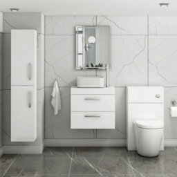 Royal Bathrooms 600mm Wall Hung Vanity Unit 2 Drawer Gloss White & Elena Countertop Basin - thumbnail 2