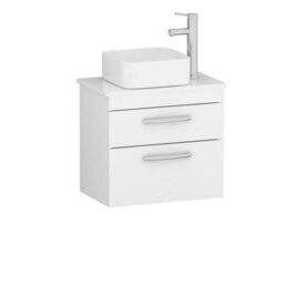 Royal Bathrooms 600mm Wall Hung Vanity Unit 2 Drawer Gloss White & Elena Countertop Basin - thumbnail 4