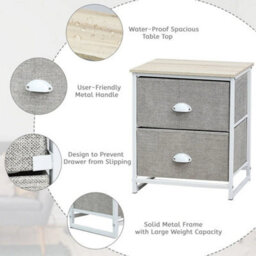 Chest Of Drawers W/ 2 Drawers Home Storage Organizer Unit Modern Fabric Dresser - thumbnail 4