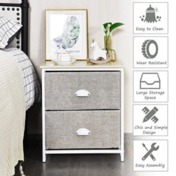 Chest Of Drawers W/ 2 Drawers Home Storage Organizer Unit Modern Fabric Dresser - thumbnail 3