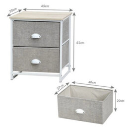 Chest Of Drawers W/ 2 Drawers Home Storage Organizer Unit Modern Fabric Dresser - thumbnail 2