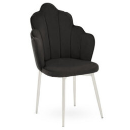 Orsina Black Velvet Dining Chair, Durable & Adjustable Velvet Office Chair, Backrest Accent Chair With Chrome Legs - thumbnail 8