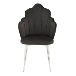 Orsina Black Velvet Dining Chair, Durable & Adjustable Velvet Office Chair, Backrest Accent Chair With Chrome Legs - thumbnail 2