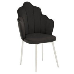 Orsina Black Velvet Dining Chair, Durable & Adjustable Velvet Office Chair, Backrest Accent Chair With Chrome Legs - thumbnail 7