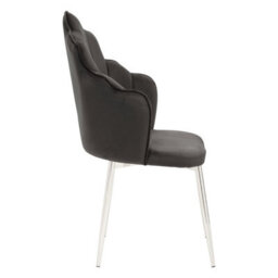 Orsina Black Velvet Dining Chair, Durable & Adjustable Velvet Office Chair, Backrest Accent Chair With Chrome Legs - thumbnail 3