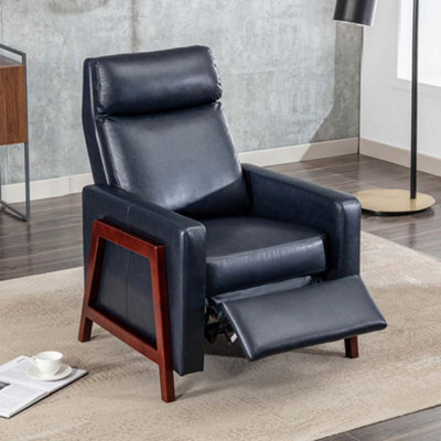 More4Homes Riley Push Back Soft Air Leather Modern Reclining Armchair Accent Home Cinema Recliner Chair Blue - image 1