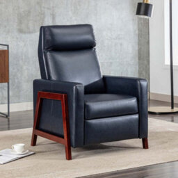 More4Homes Riley Push Back Soft Air Leather Modern Reclining Armchair Accent Home Cinema Recliner Chair Blue - thumbnail 8