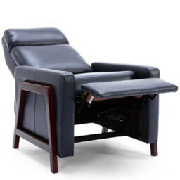 More4Homes Riley Push Back Soft Air Leather Modern Reclining Armchair Accent Home Cinema Recliner Chair Blue - thumbnail 4