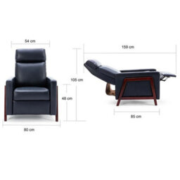 More4Homes Riley Push Back Soft Air Leather Modern Reclining Armchair Accent Home Cinema Recliner Chair Blue - thumbnail 9