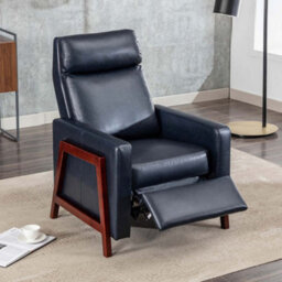 More4Homes Riley Push Back Soft Air Leather Modern Reclining Armchair Accent Home Cinema Recliner Chair Blue