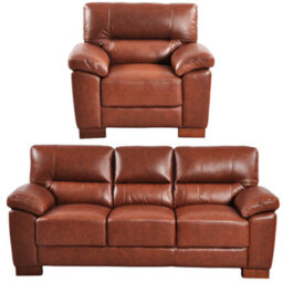 Furniture Instore Dalmore Genuine Leather Tan 3+1 Seater Sofa Set