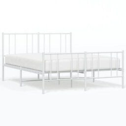 Berkfield Metal Bed Frame With Headboard And Footboard White 150X200 Cm 5Ft King Size - thumbnail 2