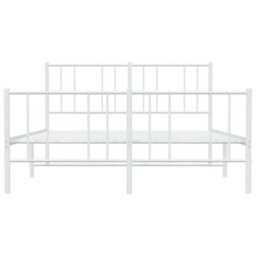 Berkfield Metal Bed Frame With Headboard And Footboard White 150X200 Cm 5Ft King Size - thumbnail 6