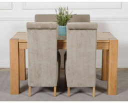 That's Furniture Kuba 150 X 85 Cm Chunky Medium Oak Dining Table And 4 Chairs Dining Set With Montana Grey Fabric Chairs - thumbnail 2