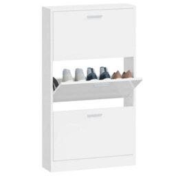 Walplus Shoe Cabinet High Gloss White 59X17X108 Cm Engineered Wood - thumbnail 4
