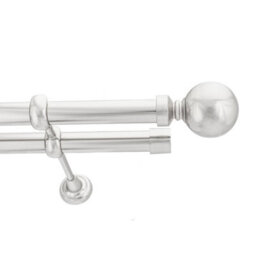 Toolty Double Metal Curtain Pole 25/25mm With Finials Rod Cassic Brackets Ball 290Cm Inox