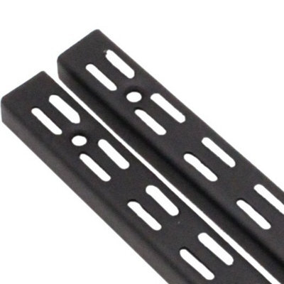 Afit Black Twin Slot Uprights 710mm - Pack Of 2 - Genuine 32mm Twin Slot Adjustable Wall Shelving - image 1