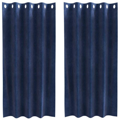 Berkfield Modern Blackout Curtains With Eyelets 2 Pcs Dark Blue Velvet - image 1