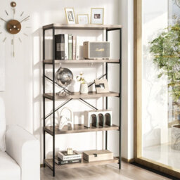Costway 5-Tier Bookshelf Industrial Wood Bookcase Freestanding Display Rack Organizer - thumbnail 3