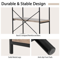 Costway 5-Tier Bookshelf Industrial Wood Bookcase Freestanding Display Rack Organizer - thumbnail 7