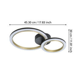 Eglo Calliera Black & Brass Steel Led Circle Modern Ceiling Light - thumbnail 5