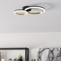 Eglo Calliera Black & Brass Steel Led Circle Modern Ceiling Light - thumbnail 1