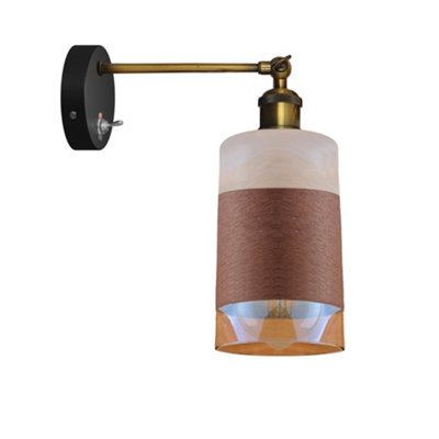 Vintage Wall Light With Adjustable Arm White And Brown Glass Shade On/off Switch Wall Lighting Fixtures Industrial Wall Sconce - image 1