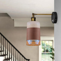 Vintage Wall Light With Adjustable Arm White And Brown Glass Shade On/off Switch Wall Lighting Fixtures Industrial Wall Sconce - thumbnail 6