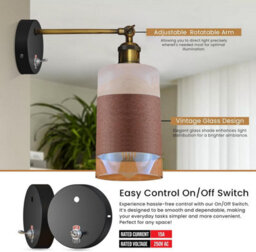 Vintage Wall Light With Adjustable Arm White And Brown Glass Shade On/off Switch Wall Lighting Fixtures Industrial Wall Sconce - thumbnail 4
