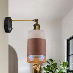 Vintage Wall Light With Adjustable Arm White And Brown Glass Shade On/off Switch Wall Lighting Fixtures Industrial Wall Sconce - thumbnail 5