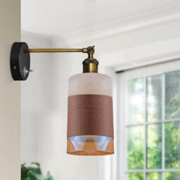 Vintage Wall Light With Adjustable Arm White And Brown Glass Shade On/off Switch Wall Lighting Fixtures Industrial Wall Sconce - thumbnail 3
